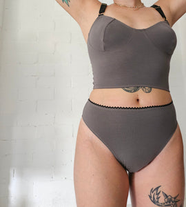 Long Line Bra & Undie Set- Concrete