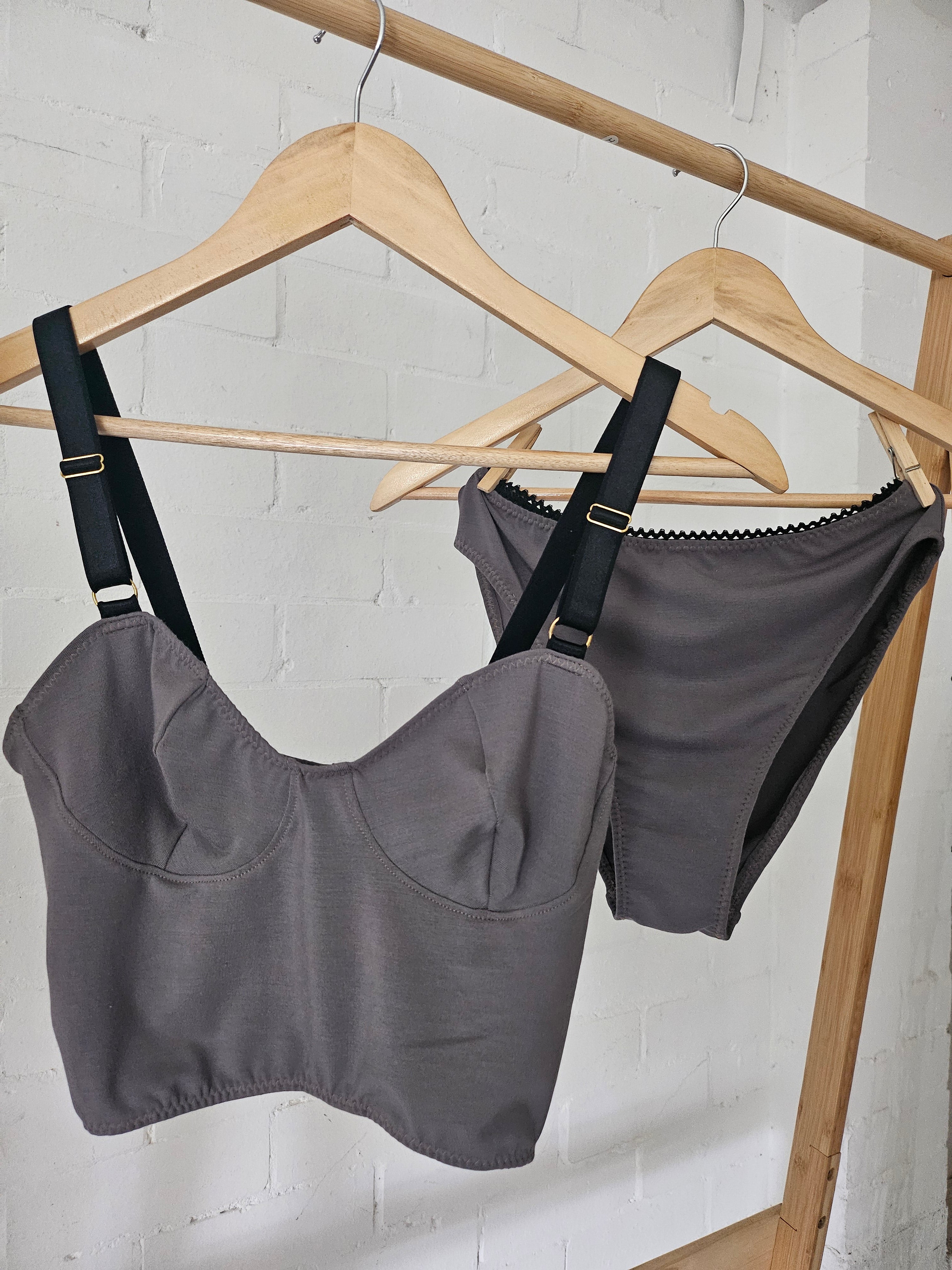 Long Line Bra & Undie Set- Concrete