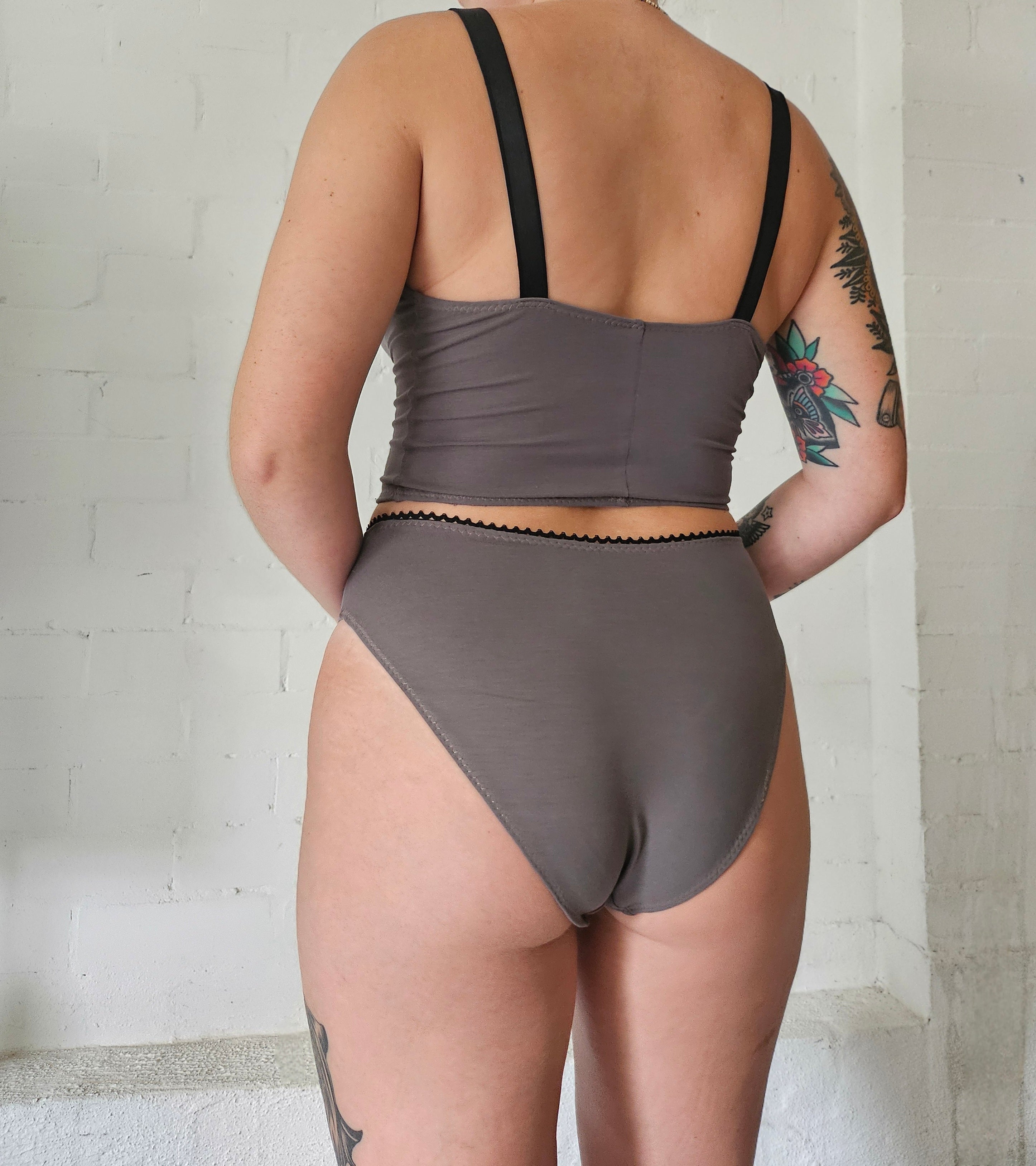 Long Line Bra & Undie Set- Concrete